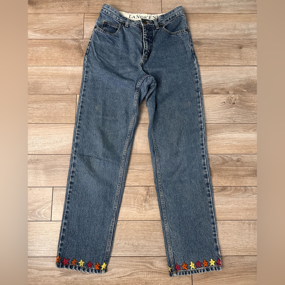 Lands' End Blue Jeans with Colorful painting